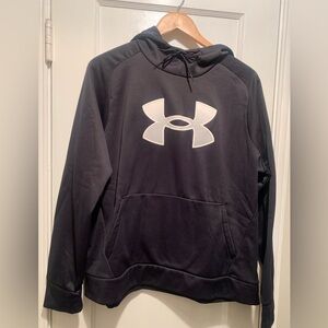 Under Armour NWT Women's Black Armour Fleece Hoodie Silver Logo L Athleisure